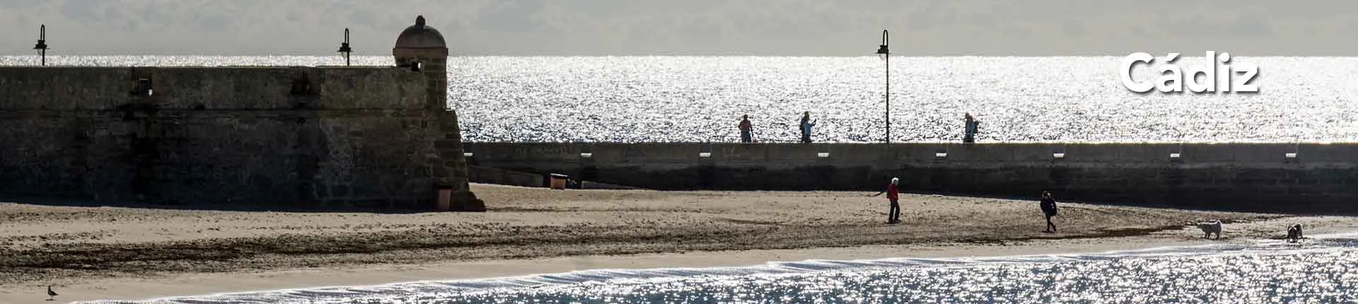 Viaja a Cádiz en autobús, playa junto al castillo de San Sebastián